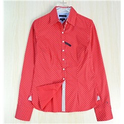 Женская рубашка в горошек из тонкого хлопка  ТОММИ ХИЛФИГЕ*Р