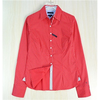 Женская рубашка в горошек из тонкого хлопка  ТОММИ ХИЛФИГЕ*Р