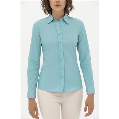 Kadın Mint Uzun Kollu Basic Gömlek