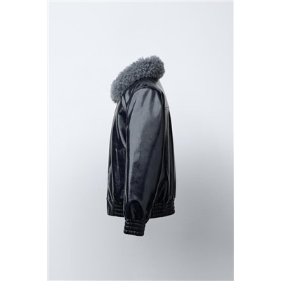 BOMBER JACKET WITH FAUX FUR COLLAR