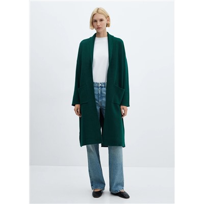 Abrigo oversize punto bolsillos