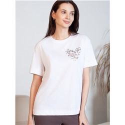 Футболка с принтом свободная из премиального 100% хлопка