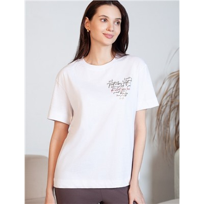 Футболка с принтом свободная из премиального 100% хлопка