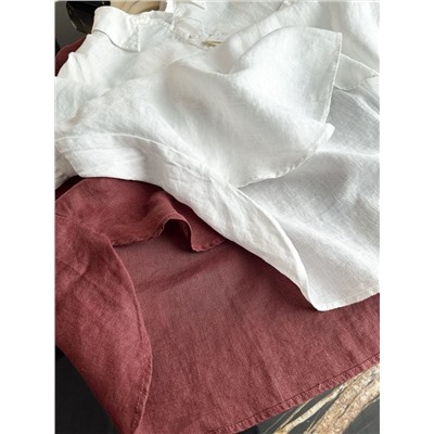 Женская свободная льняная рубашка поло 2 цвета КО*С