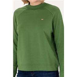 Kadın Yeşil Bisiklet Yaka Sweatshirt