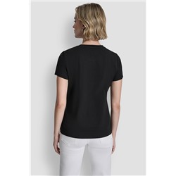 METALLIC LOGO EMBROIDERED TEE