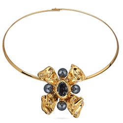 Колье Грациоза (кристаллы SW темно-серые, Майорка; покрытие золото), Есть комплект