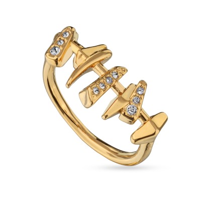 Кольцо Ажур (кристаллы SW белые; покрытие золото), Есть комплект