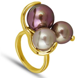 Кольцо (Майорка 9-12мм шампань, шоколад; покрытие золото), Есть комплект