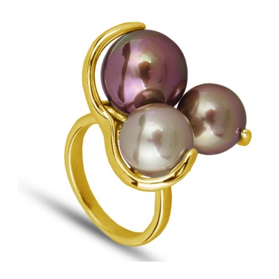 Кольцо (Майорка 9-12мм шампань, шоколад; покрытие золото), Есть комплект