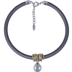 Колье Гевея (Майорка 16мм голубая, каучук графит; покрытие родий) 40-45см, Есть комплект