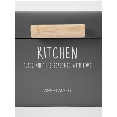 Хлебница, 30х17х18 см, металл/дерево, прямоугольная, графитовая, Local