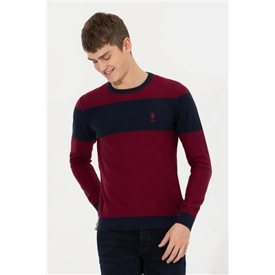 Erkek Bordo Bisiklet Yaka Triko Kazak