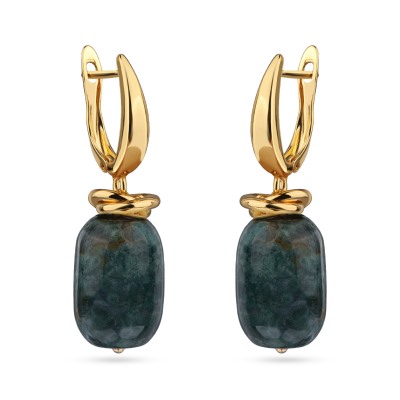 Серьги Терра (яшма 13х18мм; покрытие золото), Есть комплект