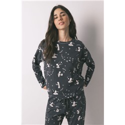 Pijama largo 100% algodón gris El Principito