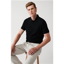 Avva, Erkek Siyah %100 Pamuk 3 Düğmeli Polo Yaka T-shirt A31y1194