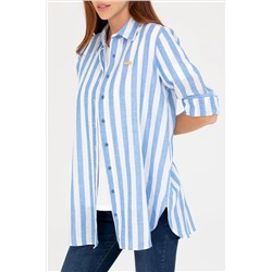 Kadın Saks Uzun Kollu Gömlek