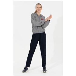 Kadın Gri  Melanj Kapüşonlu Sweatshirt