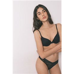 Tanga encaje cintura "V" negra