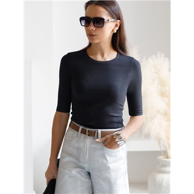 Футболка из трикотажа в широкий рубчик