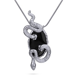 Кулон Змея (кристаллы SW белые; покрытие родий) 90см, Есть комплект