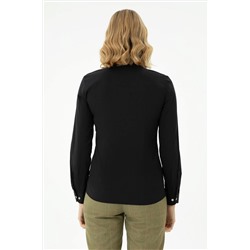 Kadın Siyah Uzun Kollu Basic Gömlek