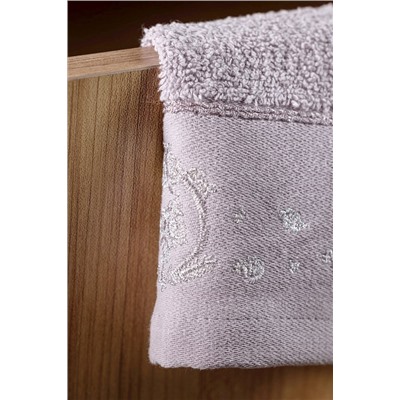 Gauthıer Nakışlı %100 Pamuk 2'li El Havlusu - Mürdüm - 30x45 cm