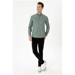 Erkek Haki Uzun Kollu Gömlek