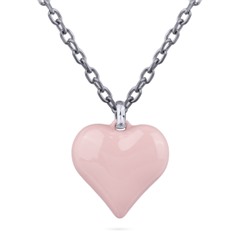 Кулон Сердцебиение (2, 5см, эмаль розовая; покрытие родий) 95см, Есть комплект