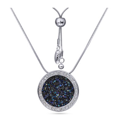 Кулон Галактика (кристаллы SW синие; покрытие родий) 86см, Есть комплект