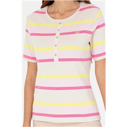 Kadın Manolya Bisiklet Yaka Tişört