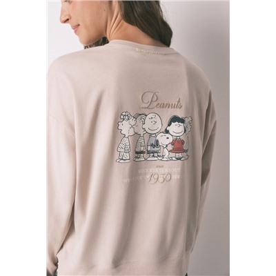 Pijama largo 100% algodón beige Snoopy