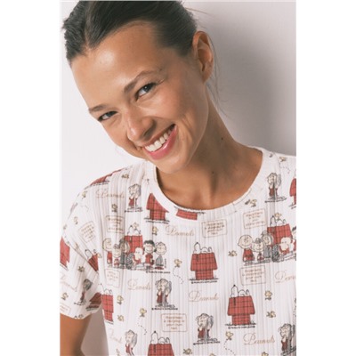 Pijama Capri canalé gris Snoopy