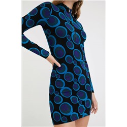 Vestido slim corto círculos