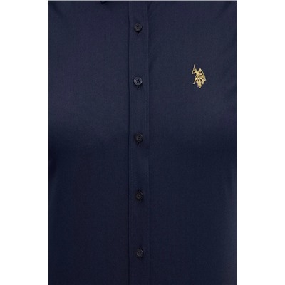 Kadın Lacivert Uzun Kollu Basic Gömlek