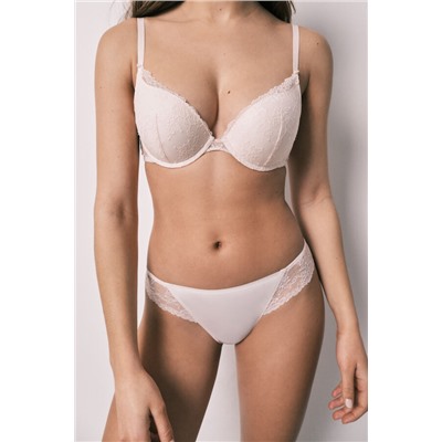 Braga clásica microfibra y encaje rosa