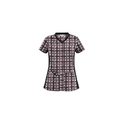 UA Plaid Sugar Berry Print Scrub Top