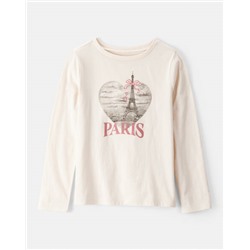 Girls Paris Long-Sleeve Graphic Tee - Ivory