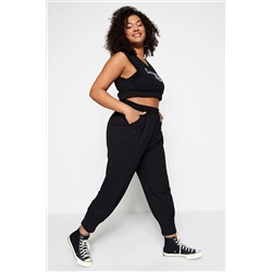 Trendyol Curve Siyah Havuç Fit Örme Beli Lastikli Pantolon TBBSS23AR00002