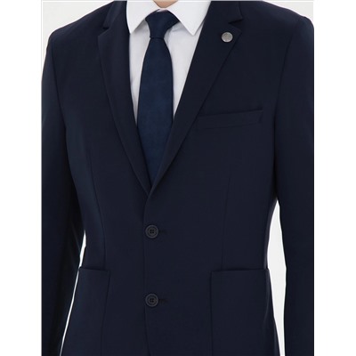 Lacivert Esnek Fit Blazer Ceket