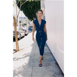 STRETCH MIDI DRESS WITH BELT