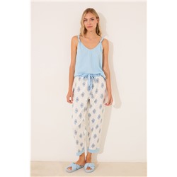 Pijama Capri 100% algodón paisley azul