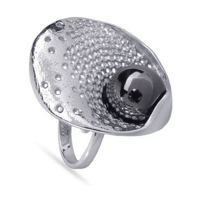 Кольцо (Майорка 14мм черный металлик; покрытие родий), Есть комплект