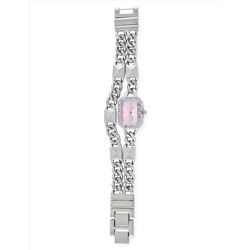 LADIES SILVER AND PINK BRACELET WATCH
