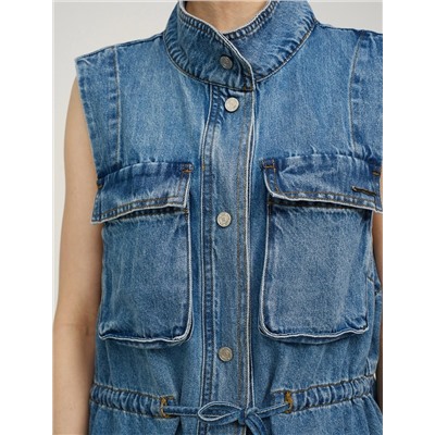 Синий жилет из денима с карманами