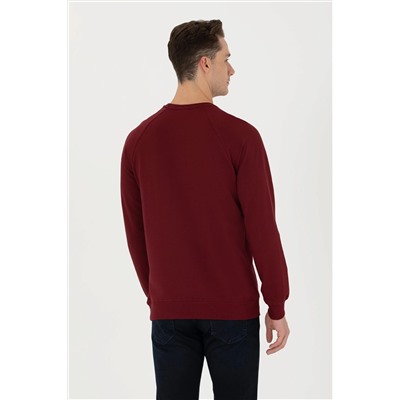Erkek Bordo Basic Sweatshirt