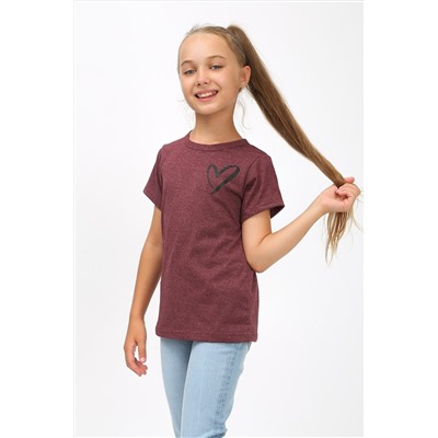 Детская футболка Сердечко бордо арт. ФУ/сердечко-бордо НАТАЛИ #876153