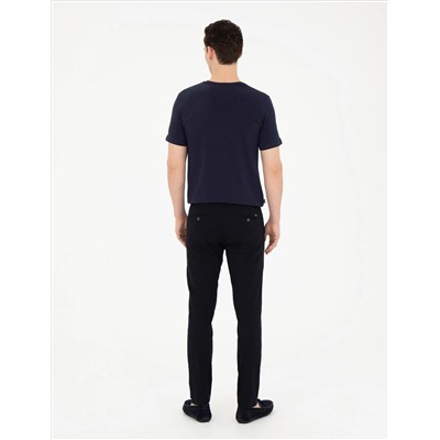 Lacivert Slim Fit Kanvas Pantolon