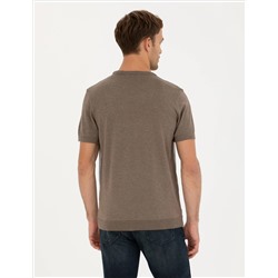 Vizon Melanj Slim Fit Bisiklet Yaka Triko Tişört