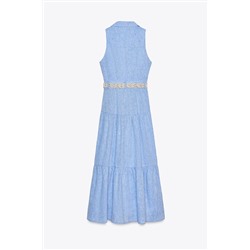 MIDI DRESS WITH BELT LINEN BLEND
